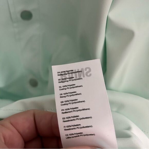 RAINS Jacket Long Mineral Green Casual Unisex Lightweight Hooded Neutral Pockets - Picture 14 of 16